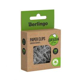 Скрепки 28мм, Berlingo "Green Series", 100шт., никелированные, крафт упак.,DBs_28100J