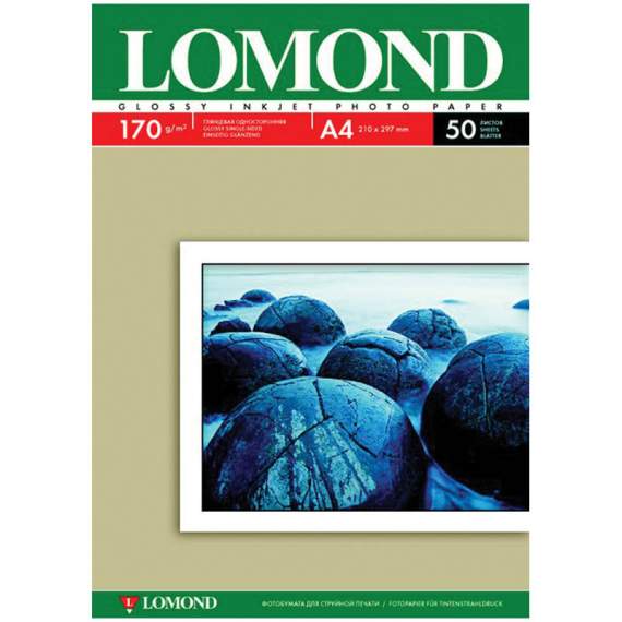 Фотобумага А4 для стр. принтеров Lomond, 170г/м2 (50л) гл.одн.	,0102142