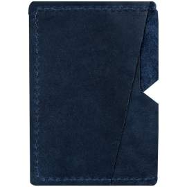 Обложка-карман для карт ( кардхолдер) 3 отделения, 10*7см, натуральная кожа, темно-синий,312560