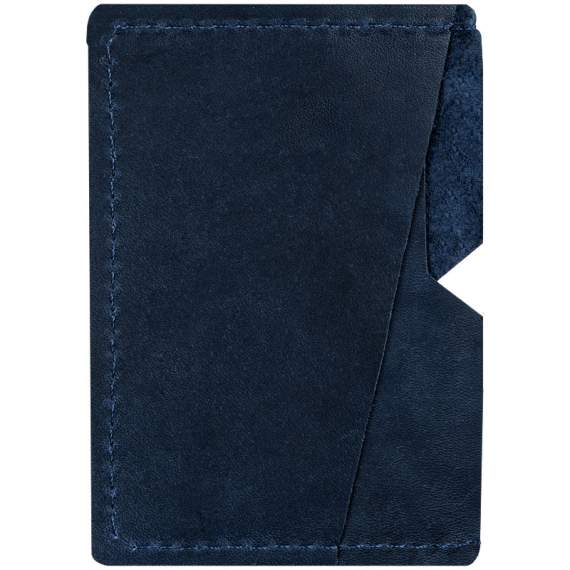Обложка-карман для карт ( кардхолдер) 3 отделения, 10*7см, натуральная кожа, темно-синий,312560