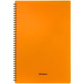 Тетрадь 60л. А4 клетка, на гребне OfficeSpace "Neon",оранжевая пластик обложка,Т60А4спкП_35458