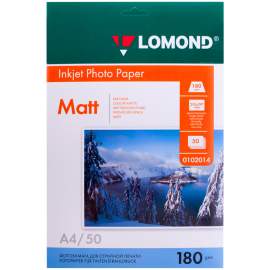 Фотобумага А4 для стр. принтеров Lomond, 180г/м2 (50л) мат.одн.,0102014