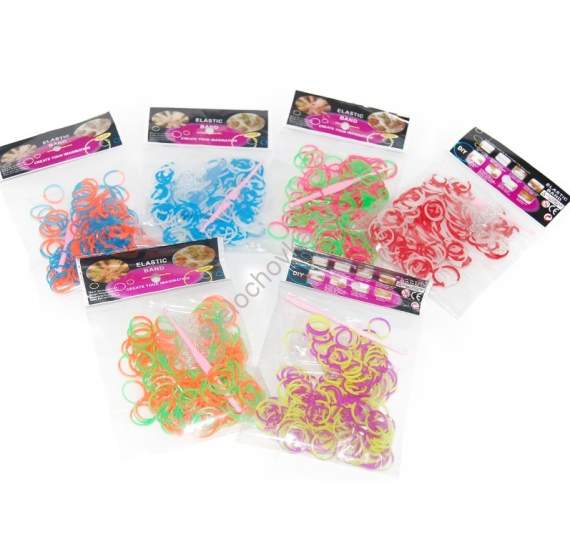 Резинки для плетения двухцветные цвет микс. (600шт+крючок+S-образные соеденения)89-152, 91-70